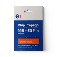 Chip SIM Prepago Entel 1GB + 30 Minutos