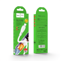 Cable Hoco X61 USB-A a Lightning 2.4A Silicona Ignífuga Carga y Datos 1 Metro Blanco