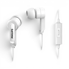 Audífonos con Cable Philips SHE1405 In Ear Jack 3.5mm Driver Neodimio 8.6mm con Micrófono Blanco