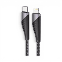 Cable Fiddler USB-C a Lightning 20W PD 3A Carga Rápida y Datos 1.2 Metro Negro