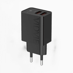 Cargador Vidvie PLE275 12W Doble Puerto USB-A 2.4A Sin Cable Negro