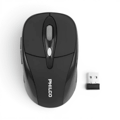 Mouse Philco 245WN Inalámbrico 2.4GHz Óptico 3 Botones Scroll Receptor USB Negro