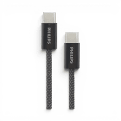 Cable Philips DLC5051CB USB-C a USB-C USB 3.2 60W 10Gbps Carga y Datos 1 Metro Negro
