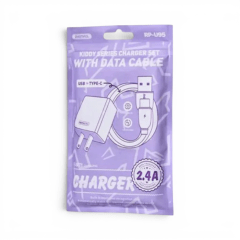 Cargador Remax RP-U95 Kiddy Series 12W Puerto USB-A 2.4A con Cable USB-A a Type-C Blanco