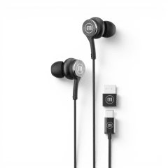 Audífonos con Cable Maxell EB-XC1 USB-C con Adaptador In Ear Micrófono Integrado Negro