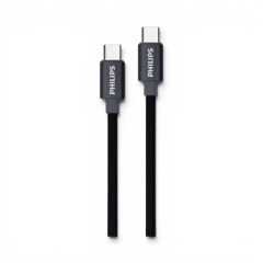 Cable Philips DLC5533C USB-C a USB-C Carga y Datos TPU Cobre 1.2 Metros Negro