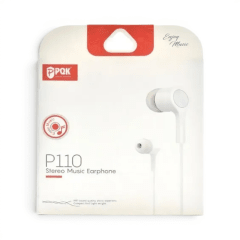 Audífonos con Cable PQK P110 In Ear Jack 3.5mm Stereo Music Earphone con Micrófono Blanco