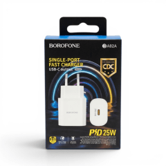 Cargador Borofone BA82A 25W Puerto USB-C Carga Rápida PD Sin Cable Blanco