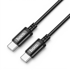 Cable Hoco X89 Wind USB-C a USB-C 60W PD 3A Nylon Trenzado Carga y Datos 1 Metro Negro