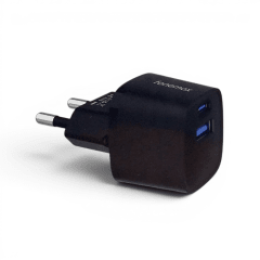 Cargador Fonemax Nexus Power 20W GaN Doble Puerto USB-C y USB-A Carga Rápida Negro