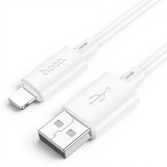 Cable Hoco X88 Gratified USB-A a Lightning 2.4A PVC Flexible Carga y Datos 2 Metros Blanco