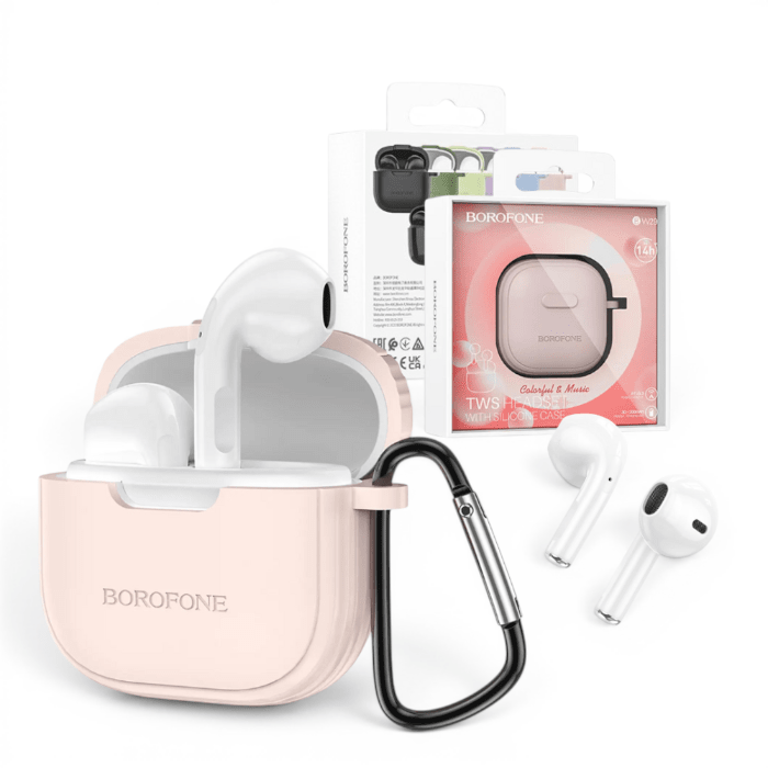 Audífonos Borofone BW29 True Wireless Bluetooth 5.3 Sin Gomitas Rosado1