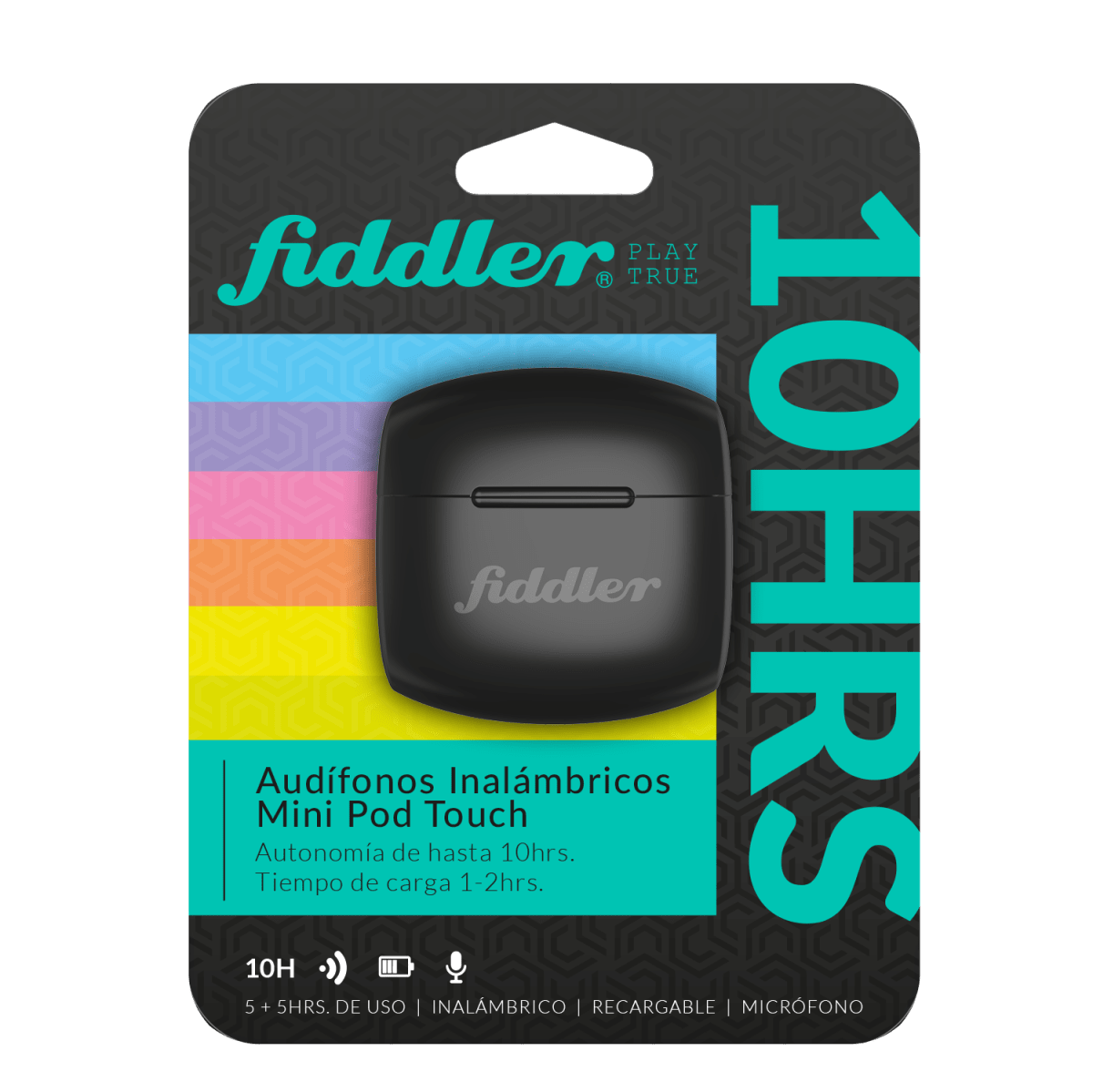 Audífonos Fiddler Colors True Wireless Bluetooth 5.3 5 Horas Negro5