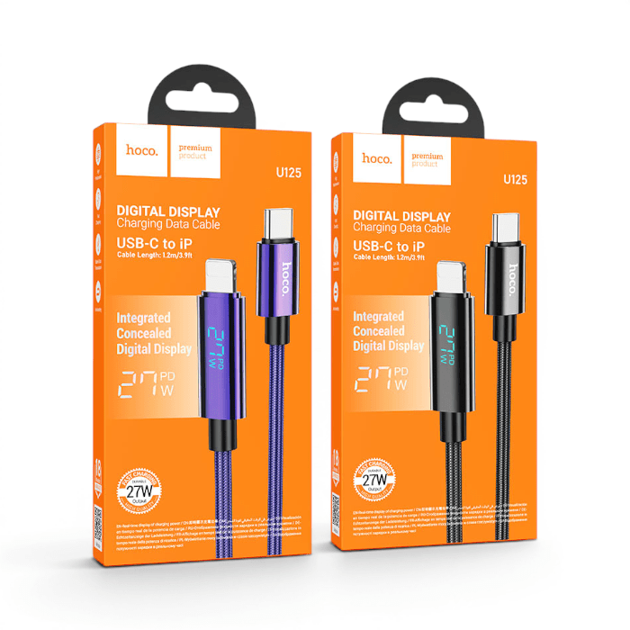 Cable Hoco U125 Clever USB-C a Lightning PD Display LED3