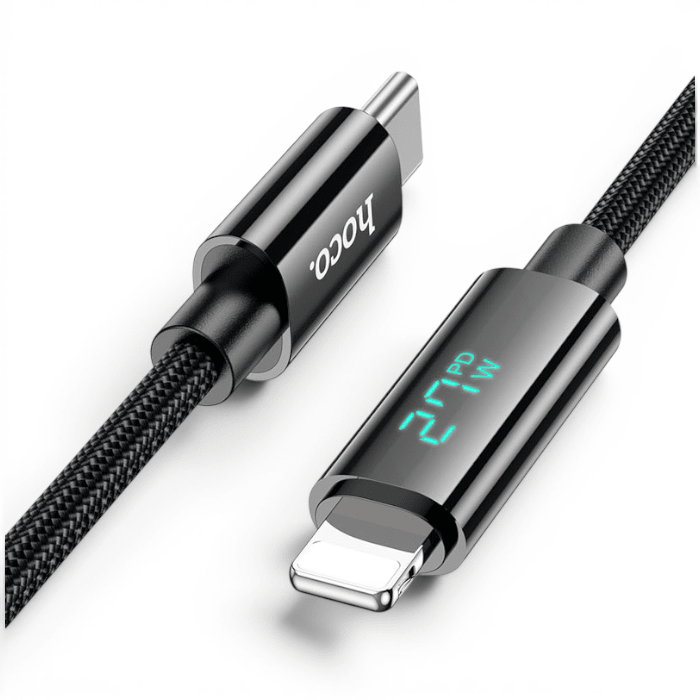Cable Hoco U125 Clever USB-C a Lightning PD Display LED1