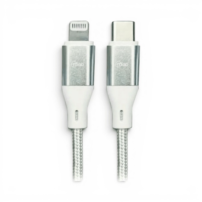 Cable Mlab MFi Certificado USB-C a Lightning Carga Rápida PD Carga y Datos 1 Metro Plata1