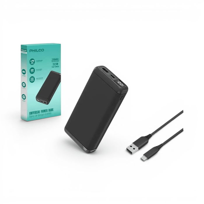 Power Bank Philco Universal 20000mAh USB-C PD 20W QC 22.5W Modelo PMA8224-BK1