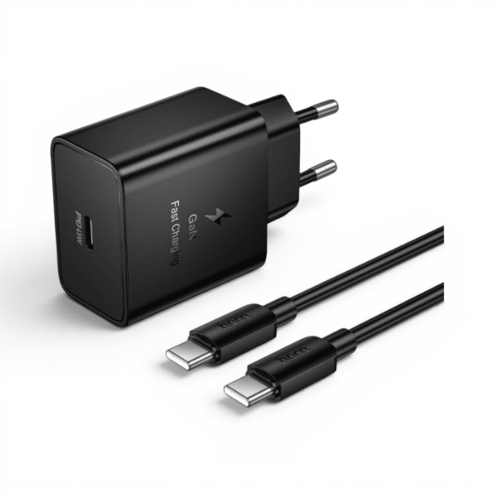 Cargador Hoco N77 45W GaN USB-C PD con Cable USB-C a USB-C 1 Metro Negro2