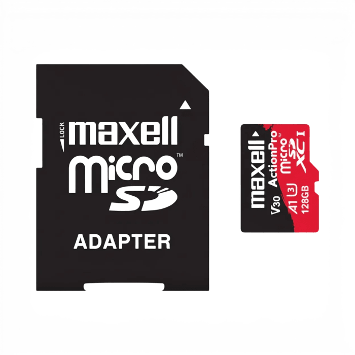 Tarjeta MicroSD Maxell Action Pro 128GB UHS-3 U3 Clase 10 8K Modelo MCSD-128U3 con Adaptador SD3