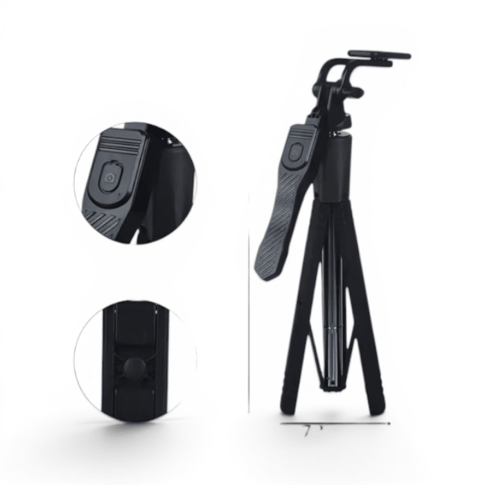 Bastón Selfie IRM 13626 Super Largo Bluetooth con Trípode Aleación de Aluminio Control Remoto Negro1