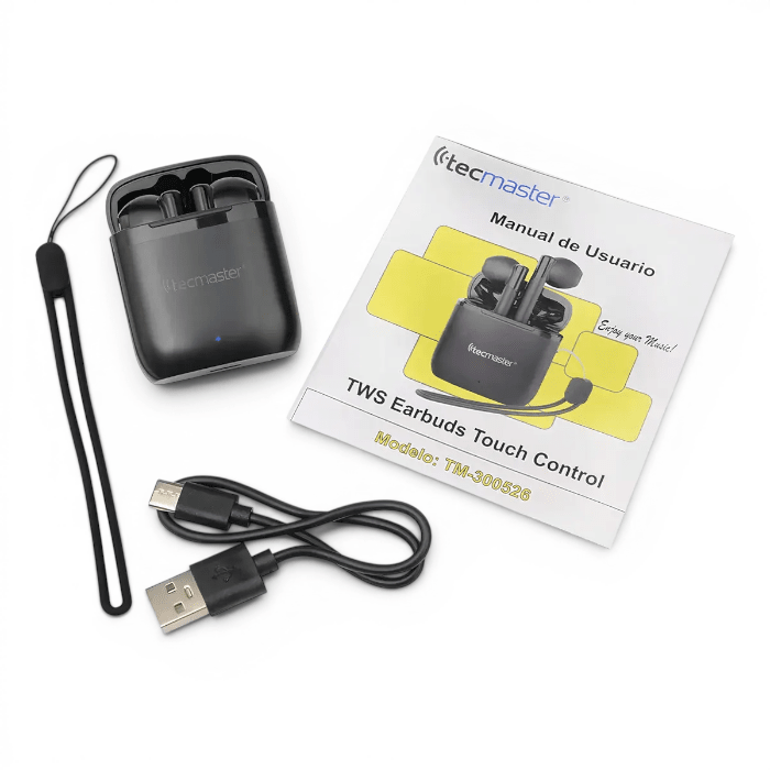 Audífonos Tecmaster TM-300526 True Wireless Bluetooth 5.3 IPX4 Hi-Fi Negro4