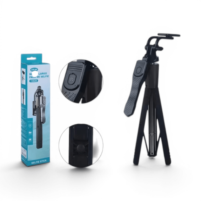 Bastón Selfie IRM 13626 Super Largo Bluetooth con Trípode Aleación de Aluminio Control Remoto Negro2