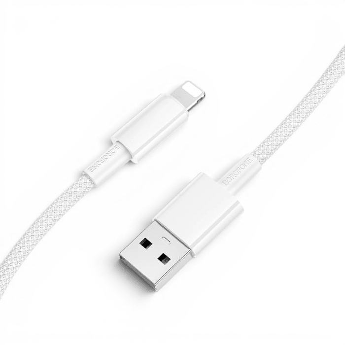Cable Borofone BX117 Rich USB-A a Lightning 2.4A Carga y Datos PVC Flexible 1 Metro Blanco1