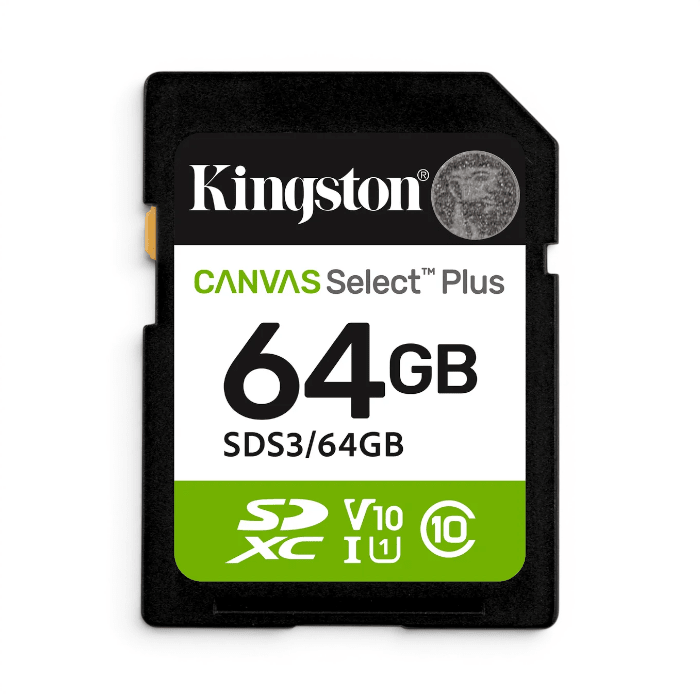 Tarjeta SD Kingston Canvas Select Plus Gen3 64GB SDXC Clase 10 UHS-I U1 V10 Modelo SDS3/64GB2