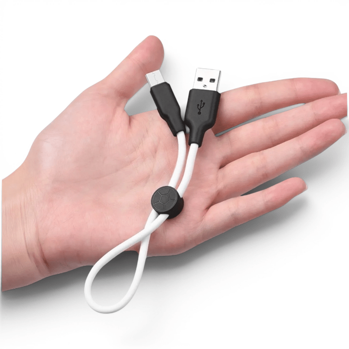 Cable Hoco X21 Plus Silicone USB-A a USB-C 3A Carga y Datos 25cm Bicolor Blanco Negro3