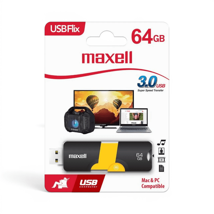 Pendrive Maxell USB Flix 3.0 64GB USB 3.0 Diseño Retráctil1