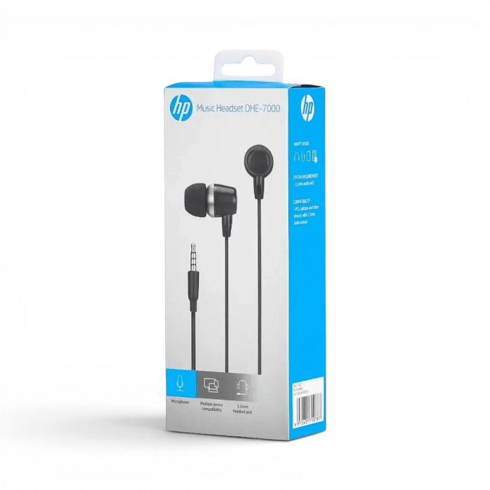 Audífonos con Cable HP DHE-7000 In Ear Jack 3.5mm Stereo Deep Bass con Micrófono Negros4