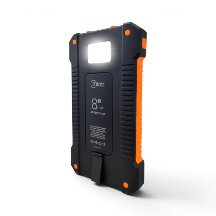Power Bank Solar Mlab Sun Charger 8000mAh 4 en 1 con Linterna IP55 Negro3