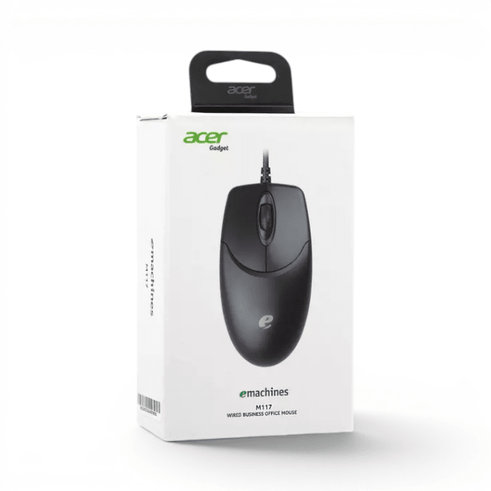 Mouse Acer M117 Alámbrico USB Óptico 1000 DPI 3 Botones Ambidiestro Negro2