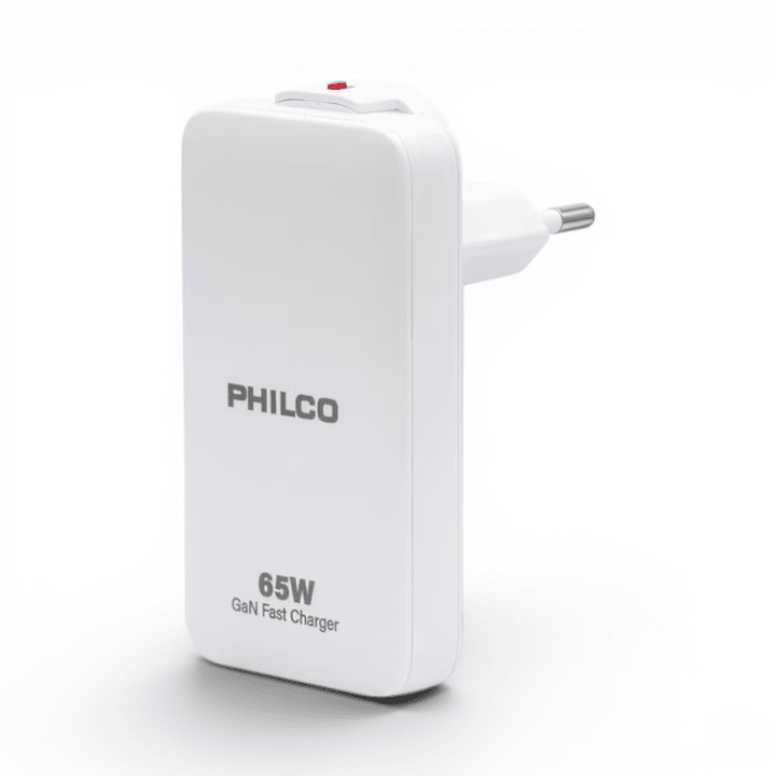 Cargador Philco UltraSlim 65W Plano con Cable USB-C Blanco1
