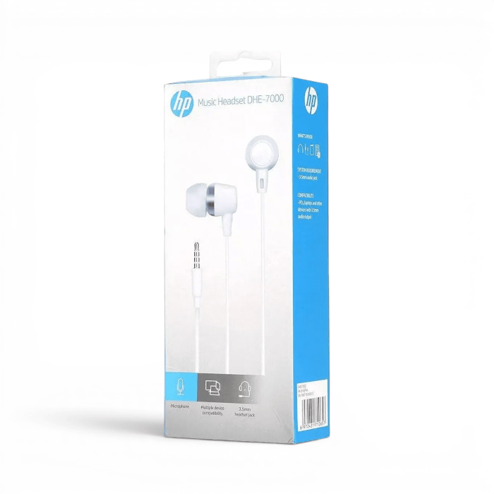 Audífonos con Cable HP DHE-7000 In Ear Jack 3.5mm Stereo Deep Bass con Micrófono Blanco4