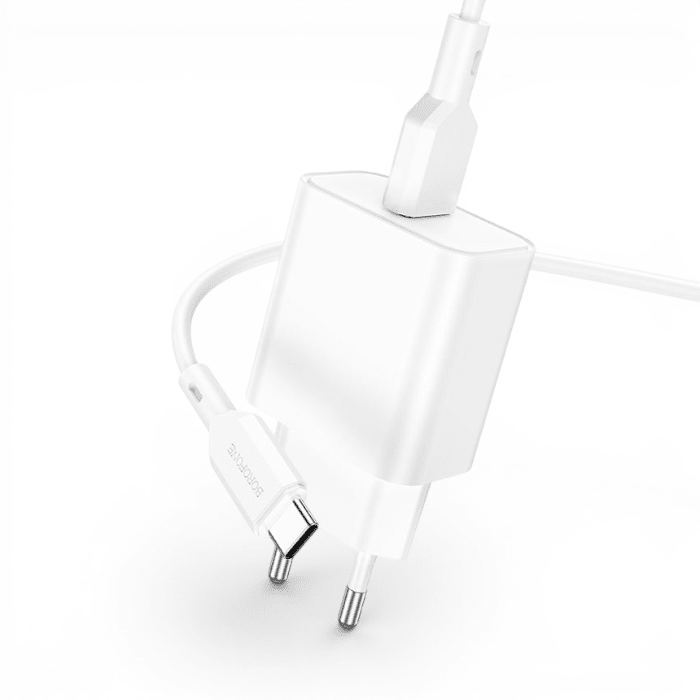 Cargador Borofone BAS72A 18W USB-A QC3.0 con Cable USB-C 1 Metro Blanco2