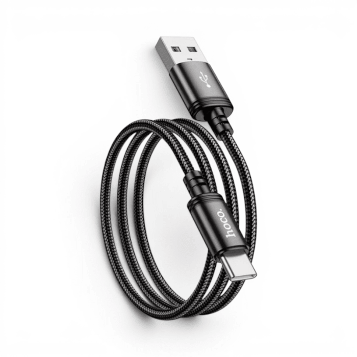 Cable Hoco X89 Wind USB-A a USB-C 3A Nylon Trenzado Carga y Datos 1 Metro Negro1