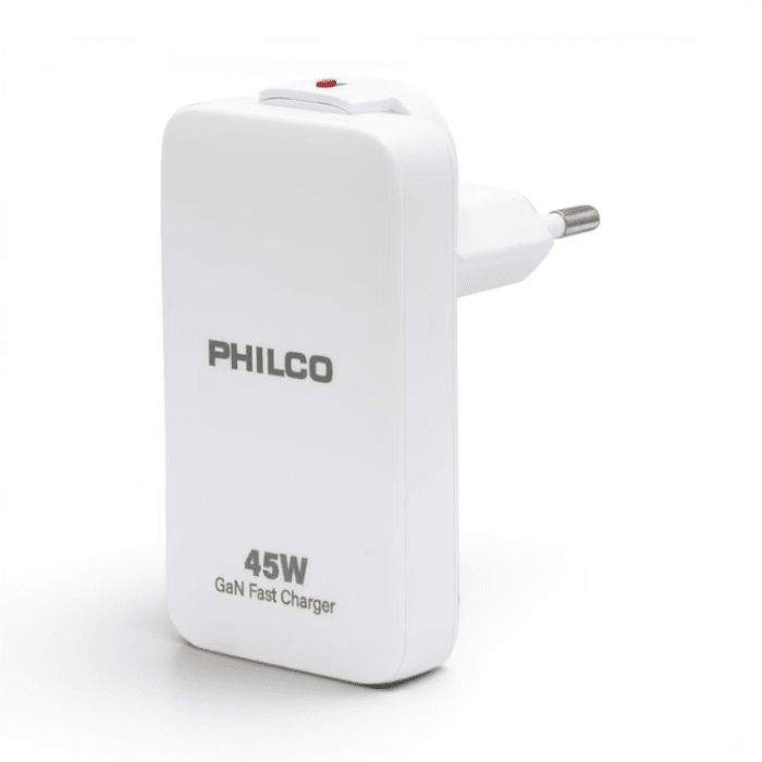 Cargador Philco UtraSlim 45W Plano con Cable Blanco1