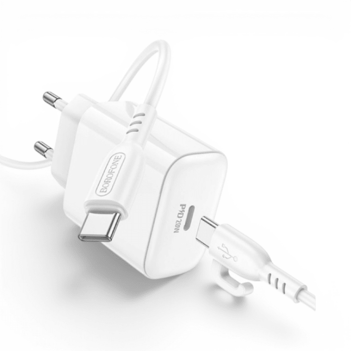 Cargador Borofone BA81A 20W USB-C PD Carga Rápida iPhone Samsung1