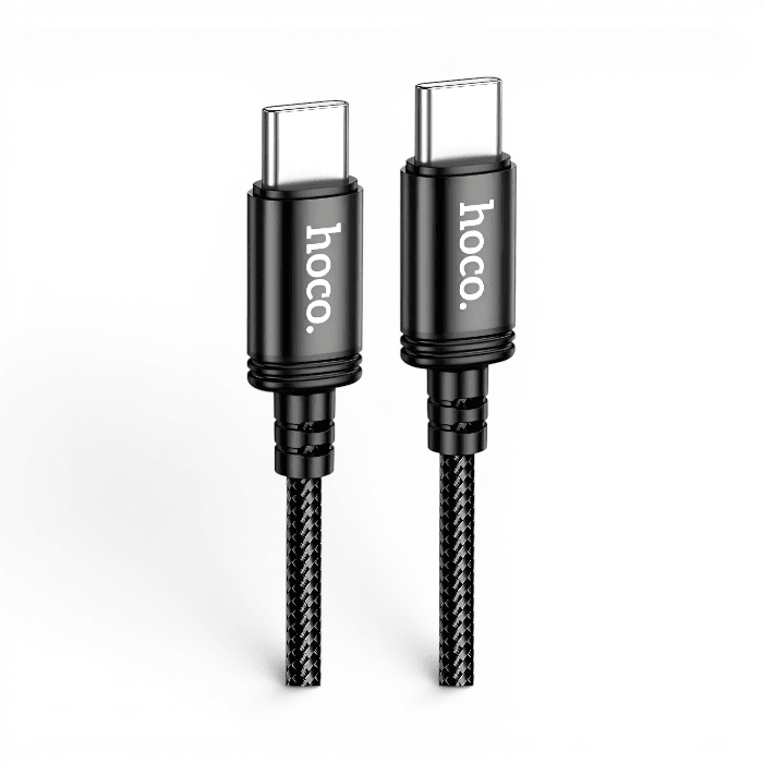 Cable Hoco X89 Wind USB-C a USB-C 60W PD 3A Nylon Trenzado Carga y Datos 2 Metros Negro1