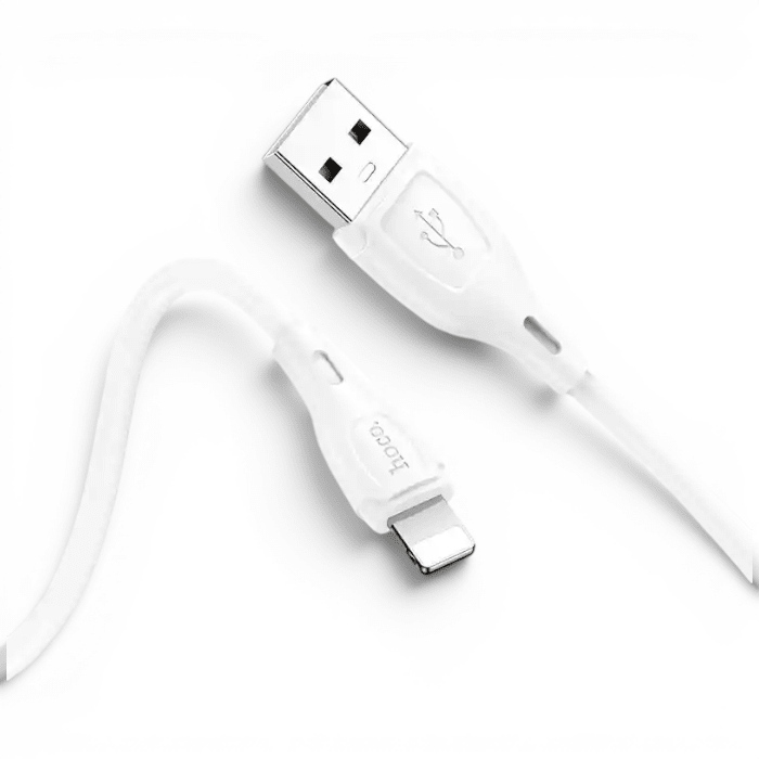 Cable Hoco X61 USB-A a Lightning 2.4A Silicona Ignífuga Carga y Datos 1 Metro Blanco2
