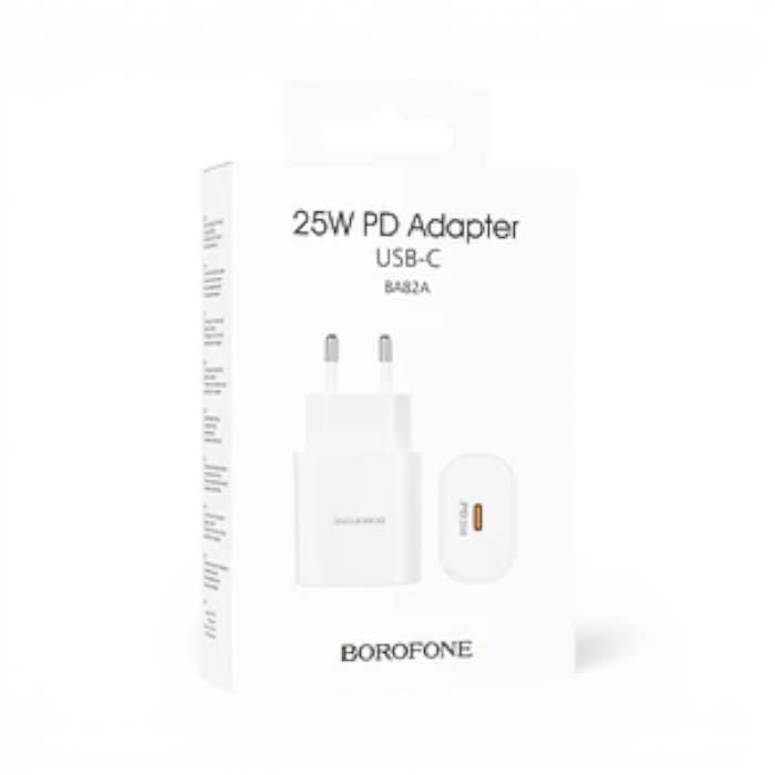Cargador Borofone BA82A 25W USB-C PD Carga Rápida iPhone Samsung Universal1