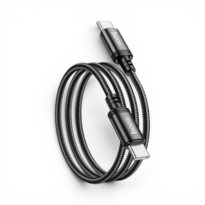 Cable Hoco X89 Wind USB-C a USB-C 60W PD 3A Nylon Trenzado Carga y Datos 2 Metros Negro2