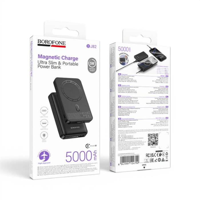 Power Bank Borofone BJ82A Dawn 10000mAh Magnético MagSafe Carga Inalámbrica 15W Negro1