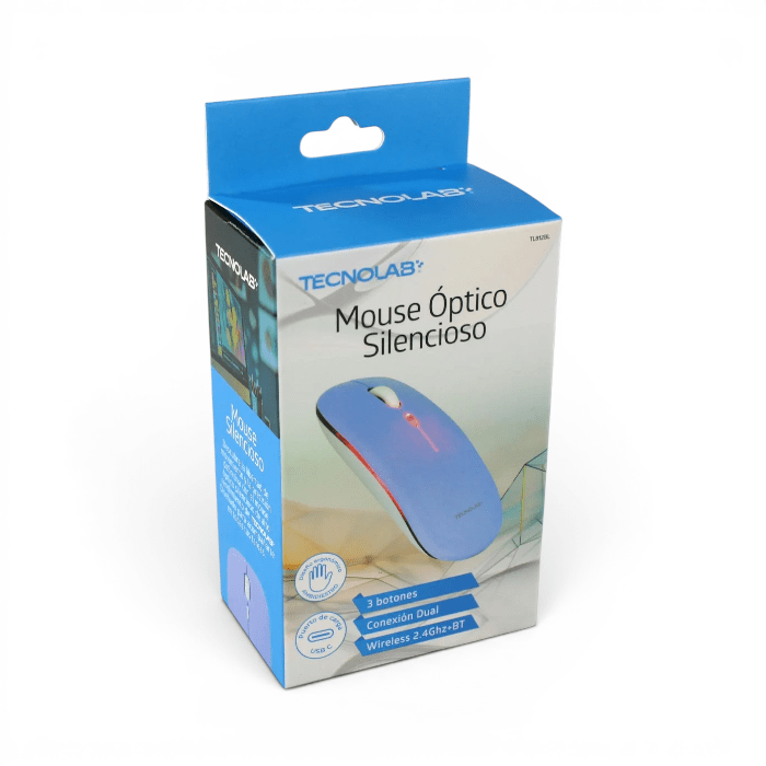 Mouse Tecnolab TL812BL Silencioso Dual 2.4GHz y Bluetooth RGB 1600 DPI Recargable2