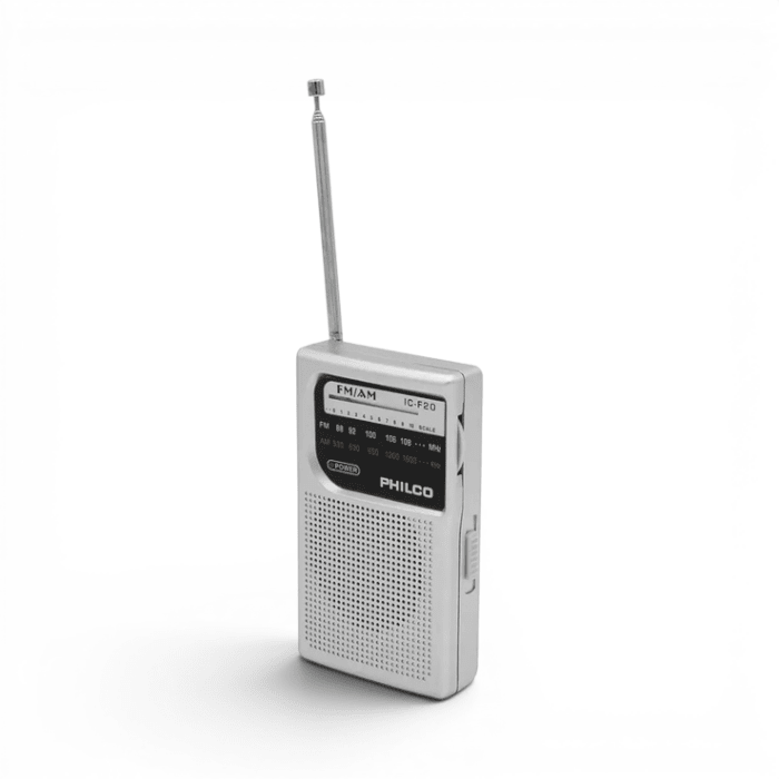 Radio Portátil Philco IC-F20 AM FM de Bolsillo con Parlante y Antena Telescópica Gris2