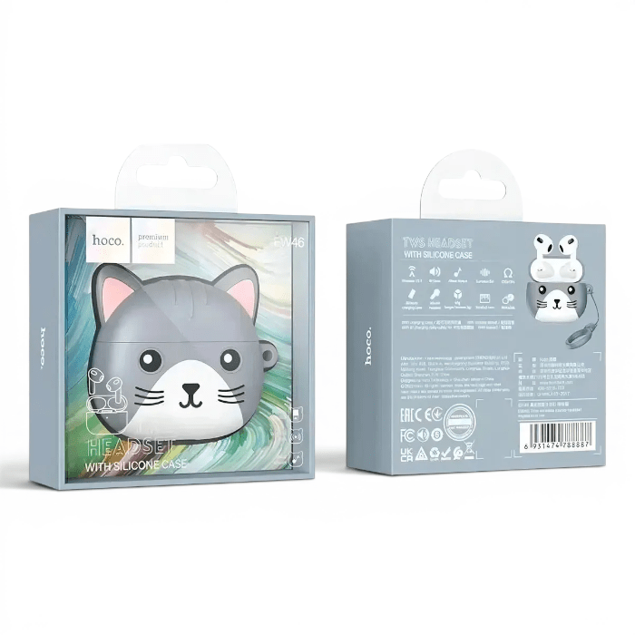Audífonos Hoco EW46 Khaki Cat True Wireless Bluetooth 5.3 con Funda Gato7