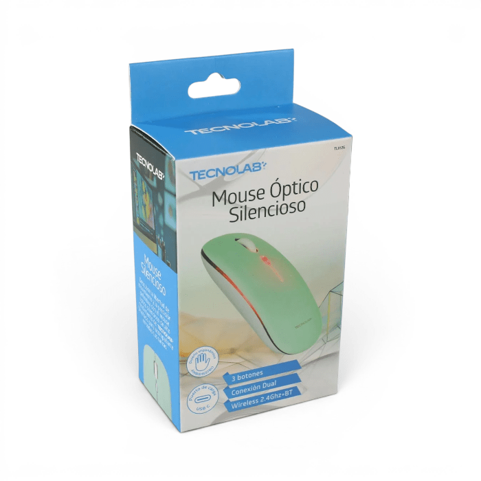 Mouse Tecnolab TL812BL Silencioso Dual 2.4GHz y Bluetooth RGB 1600 DPI Recargable4