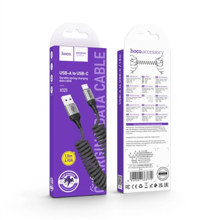 Cable Hoco X121 USB-A a USB-C 3A Trenzado 1.5 mts2