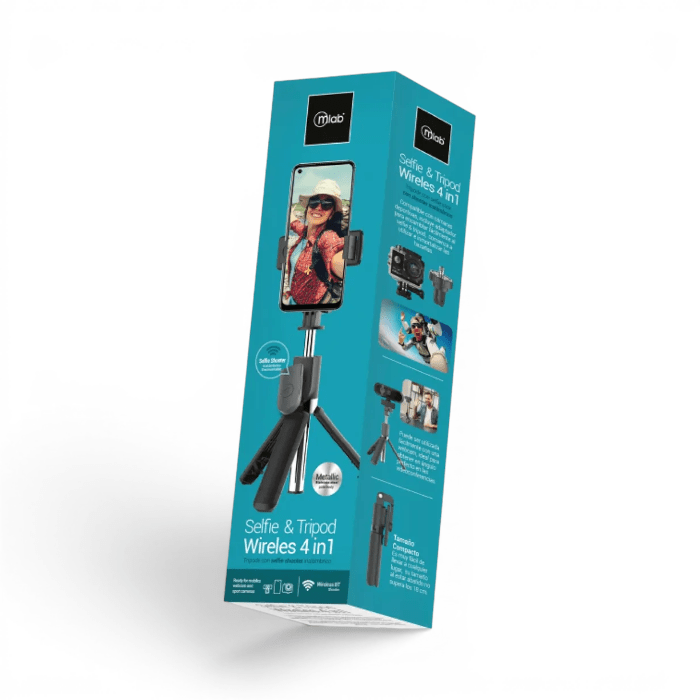 Bastón Selfie Mlab 9132 Wireless 4 en 1 Bluetooth con Trípode Shooter Inalámbrico Negro3